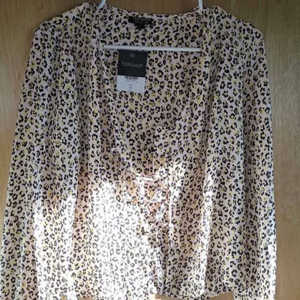 Topshop Leopard Print Lace-Up Blouse size 4